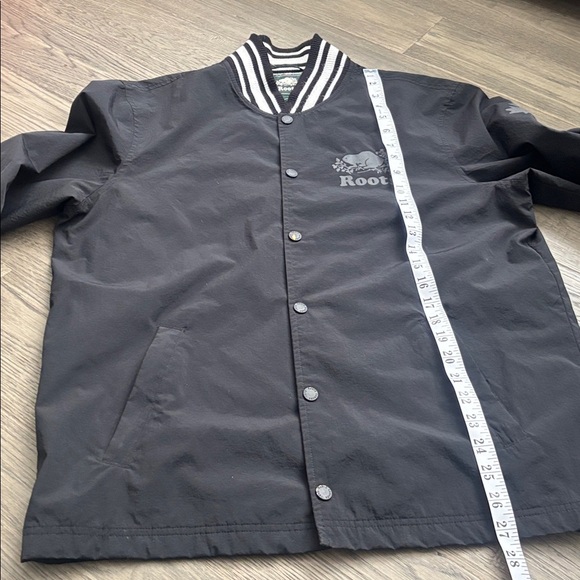 Roots | Black Varsity Jacket With White Striped Collar and Cuff Size Small - Picture 9 of 14